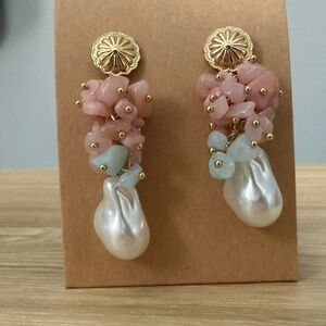 Chic Gold and Pink Gemstone Earrings